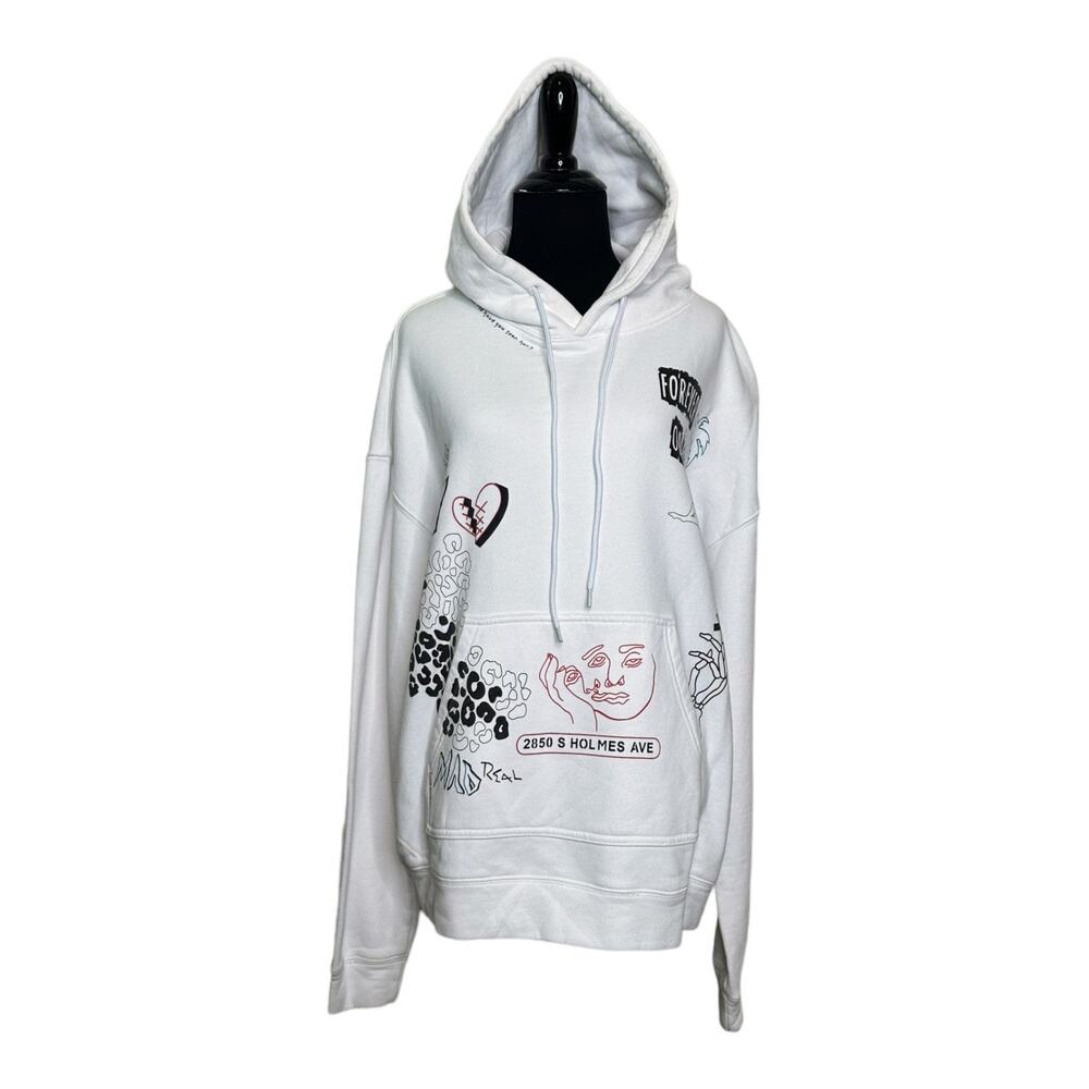 Lifted Anchors men white graphic hoodie sweatshirt size large